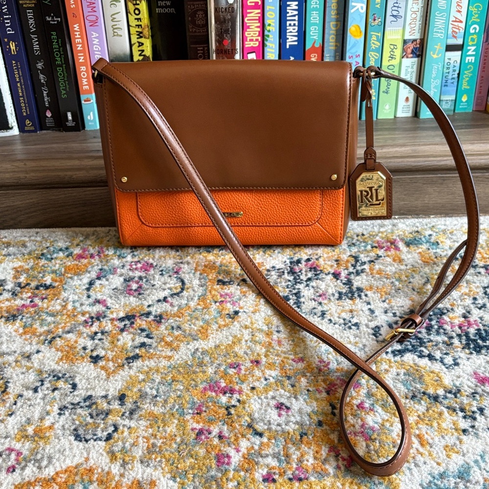Ralph Lauren Brown and Orange leather Crossbody Bag